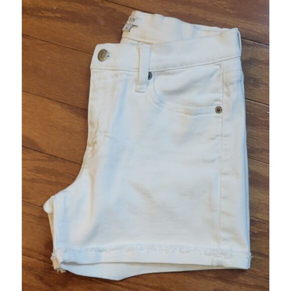 J. Crew White Mid-Rise Raw Cuffed Hem Denim Shorts Size 26 - Picture 6 of 8